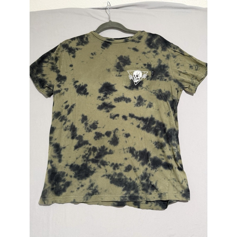 wxyz brand olive green tie-dye skull pocket tee, men's small t-shirt